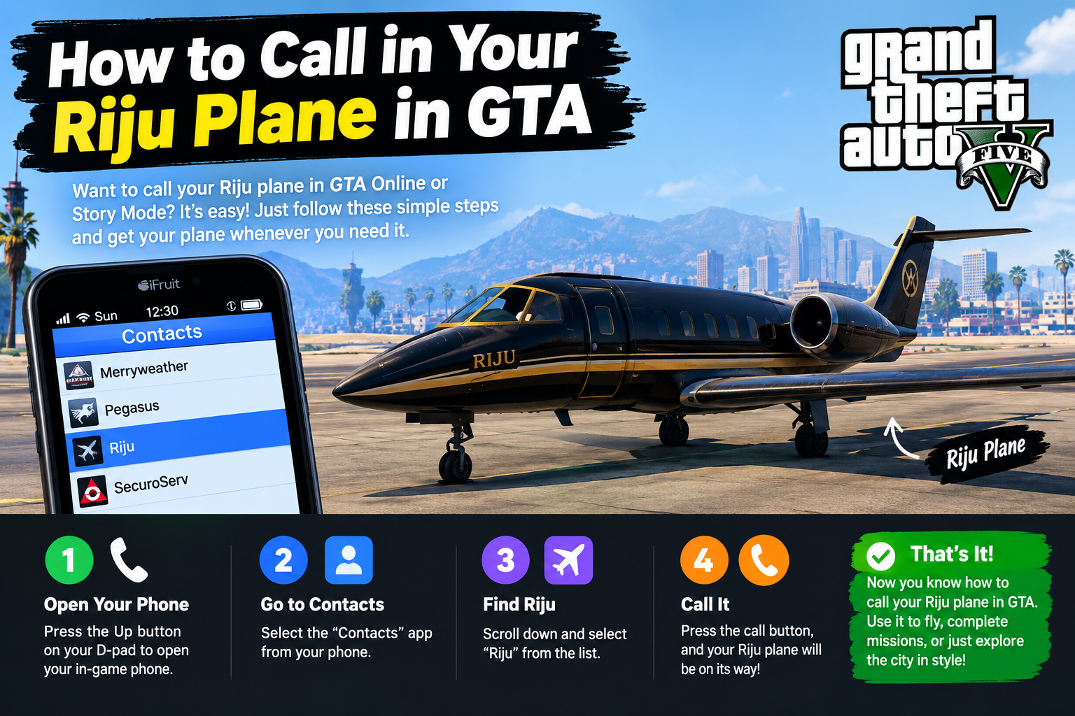 how to call in my riju plane gta